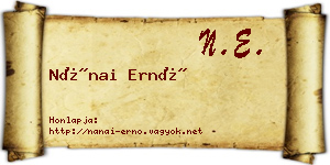 Nánai Ernő névjegykártya