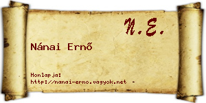 Nánai Ernő névjegykártya